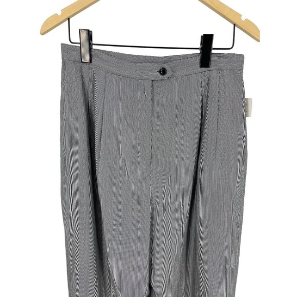 Le Suit pant suit 14 black white button front lined shoulders pads straight leg - Picture 6 of 14